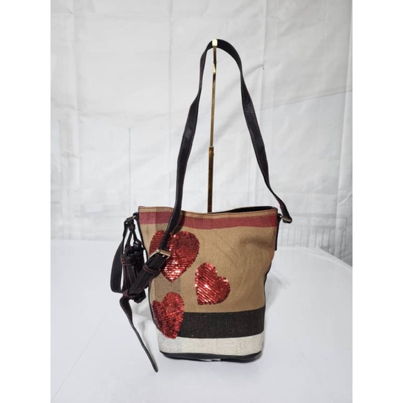 Authentic Burberry Ashby House Check Canvas with Sequins Mini Bag - Picture 7 of 15